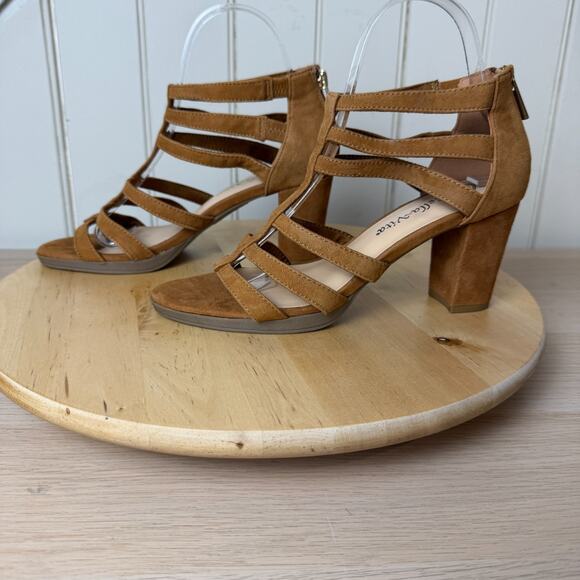 BELLA VITA Leah Caged Gladiator Sandals Tan Suede Leather 7M - Picture 5 of 14